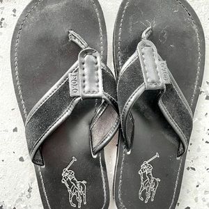 Polo leather flip flops; gently worn; size 10